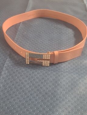 Guess Blush Pink Belt with Crystal 'G' Buckle